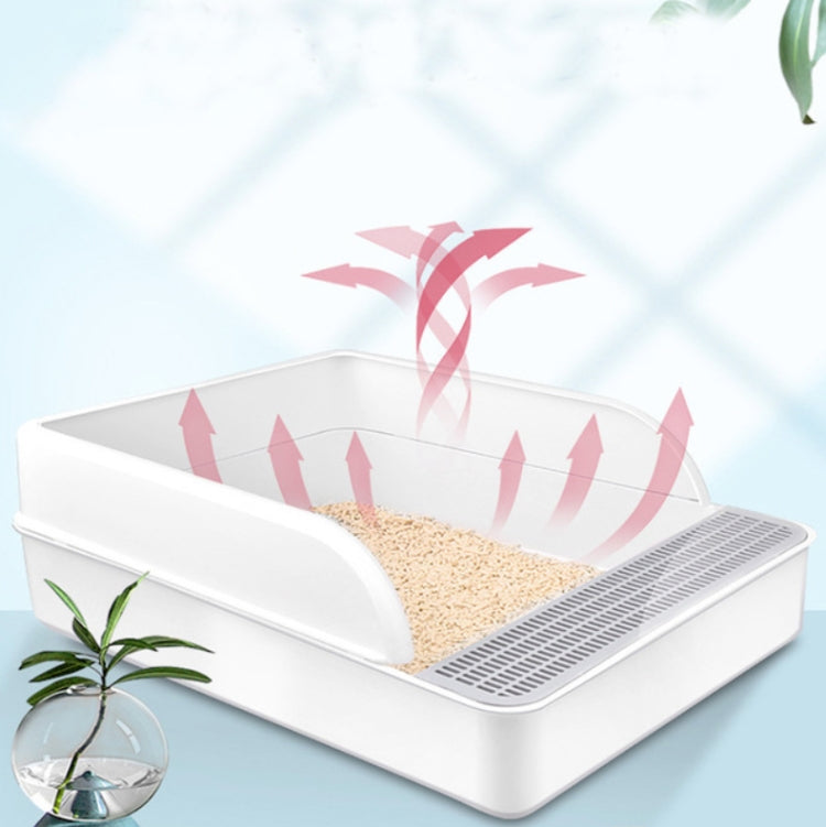 Cat Litter Box Semi-closed Square Feces Basin Pet Toilet, Small, Large, Large Pink, Large Gray