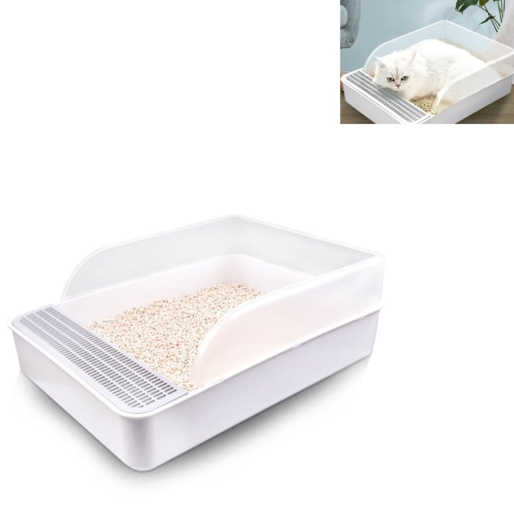 Cat Litter Box Semi-closed Square Feces Basin Pet Toilet, Small, Large, Large Pink, Large Gray