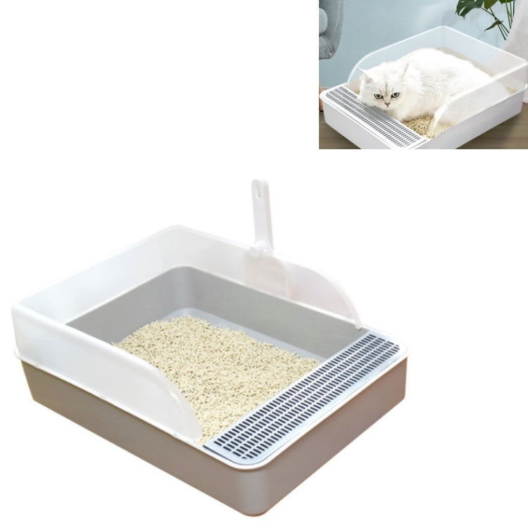 Cat Litter Box Semi-closed Square Feces Basin Pet Toilet, Small, Large, Large Pink, Large Gray