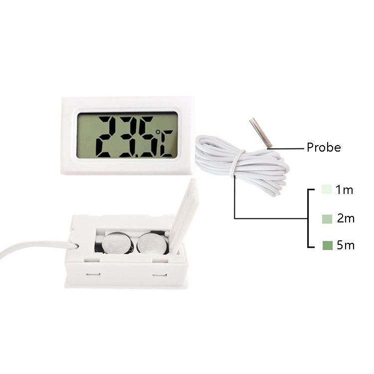 Fish Tank Digital Thermometer Waterproof Probe Electronic Measuring Thermometer, Line Length: 5m (Black), 1m (Black), 1m (White), 2m (Black), 2m (White), 5m (Black)