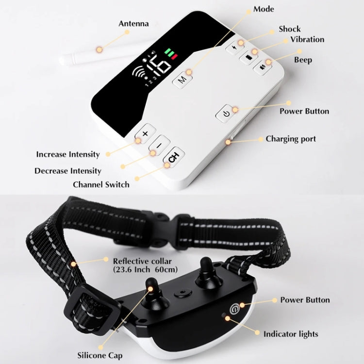 Pet Electronic Fence Wireless Stop Barker Outdoor Dog Collar Remote Control Dog Trainer, 1 Drag 1, 1 Drag 2, 1 Drag 3