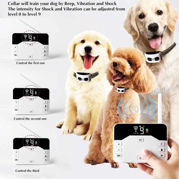 Pet Electronic Fence Wireless Stop Barker Outdoor Dog Collar Remote Control Dog Trainer, 1 Drag 1, 1 Drag 2, 1 Drag 3