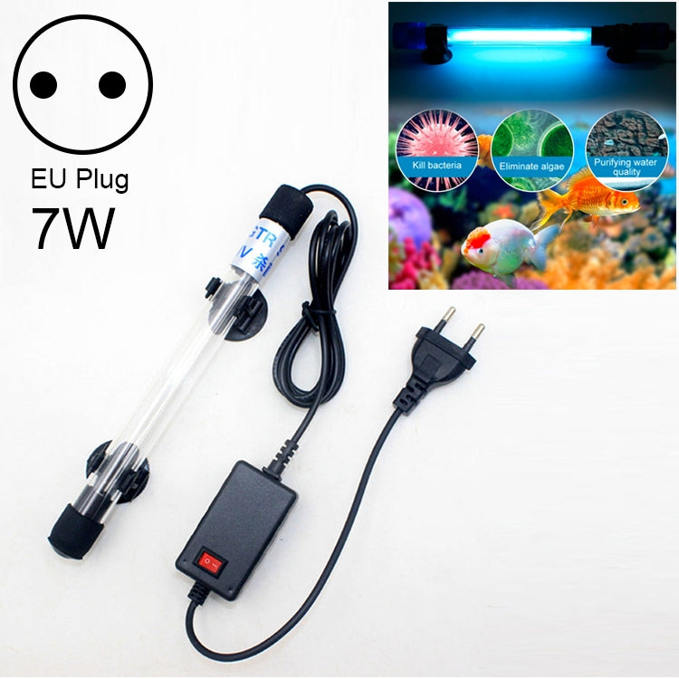 220V 7W UV Ultraviolet Algae Disinfection Fish Tank Lamp, EU Plug