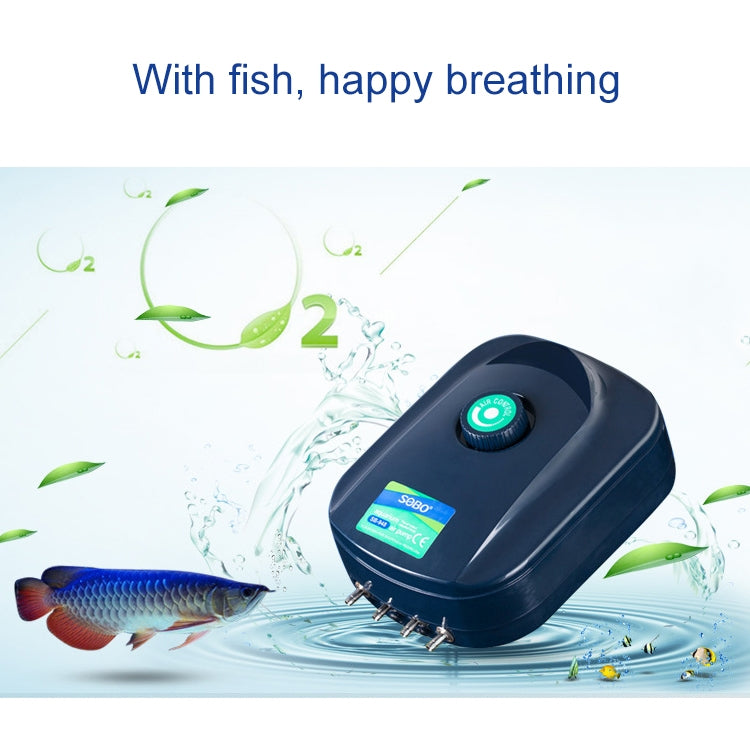 SOBO SB-988 12W 4 Outlets Adjustable Flow Silent Aquarium Air Pump Fish Tank Oxygen Air Pump