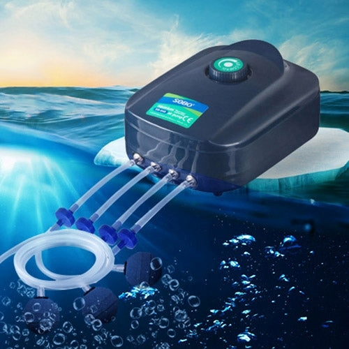 SOBO SB-988 12W 4 Outlets Adjustable Flow Silent Aquarium Air Pump Fish Tank Oxygen Air Pump