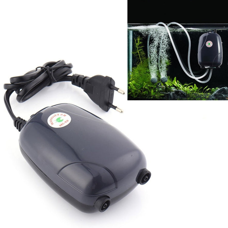 RS-390 220V 5W Double Outlets Adjustable Flow Silent Aquarium Air Pump Fish Tank Oxygen Air Pump