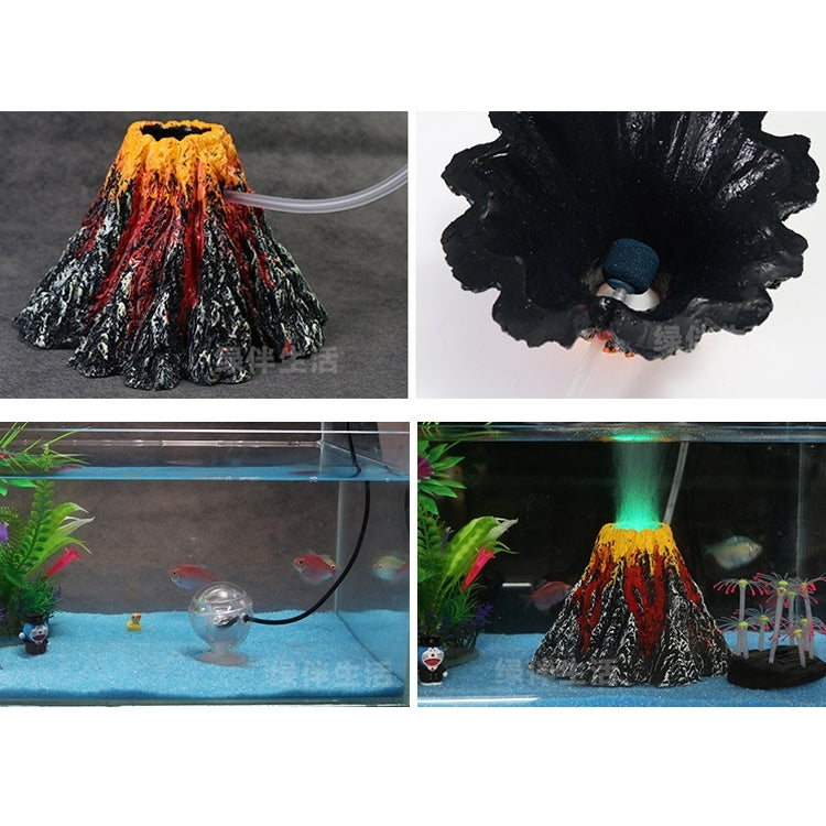 Artificial Tree Plant Grass Fish Tank Decoration Volcano Rock Landscape, Creative Rockery Resin Ornaments Aquarium Air Pump, Size: S, 8.5*5.5*2.0 cm