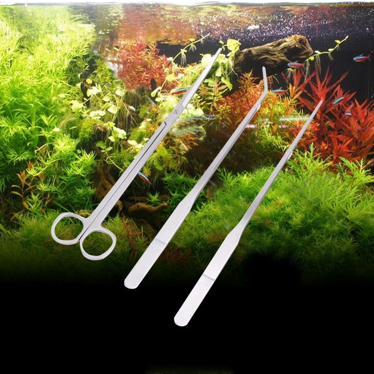 3 in 1 Stainless Steel Scissors, Tweezers and Clip, Tree Plant Grass Miniatures Aquarium Fish Tank Landscape Trim Tools, 3 PCS