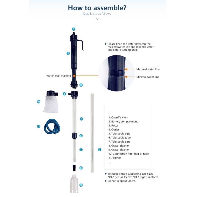 Electric Multi-functional Length Adjustable Fish Tank Cleaning Water Filter