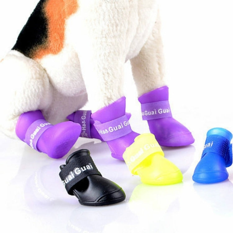 Lovely Pet Dog Shoes Puppy Candy Color Rubber Boots Waterproof Rain Shoes, S, Size:  4.3 x 3.3cm