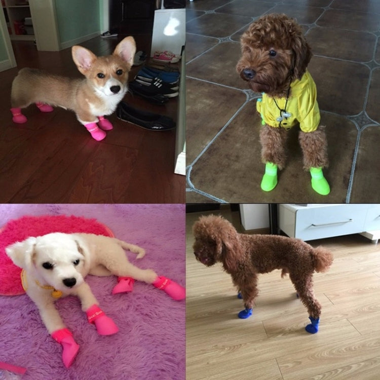 Lovely Pet Dog Shoes Puppy Candy Color Rubber Boots Waterproof Rain Shoes, S, Size:  4.3 x 3.3cm