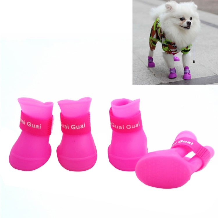 Lovely Pet Dog Shoes Puppy Candy Color Rubber Boots Waterproof Rain Shoes, S, Size:  4.3 x 3.3cm