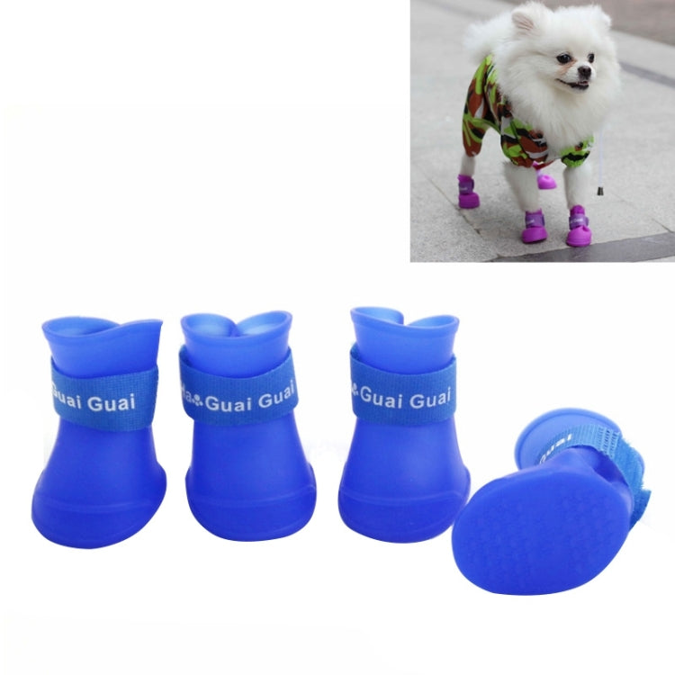 Lovely Pet Dog Shoes Puppy Candy Color Rubber Boots Waterproof Rain Shoes, S, Size:  4.3 x 3.3cm