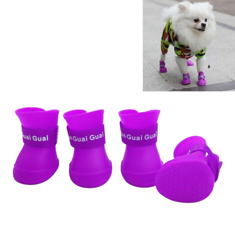 Lovely Pet Dog Shoes Puppy Candy Color Rubber Boots Waterproof Rain Shoes, S, Size:  4.3 x 3.3cm