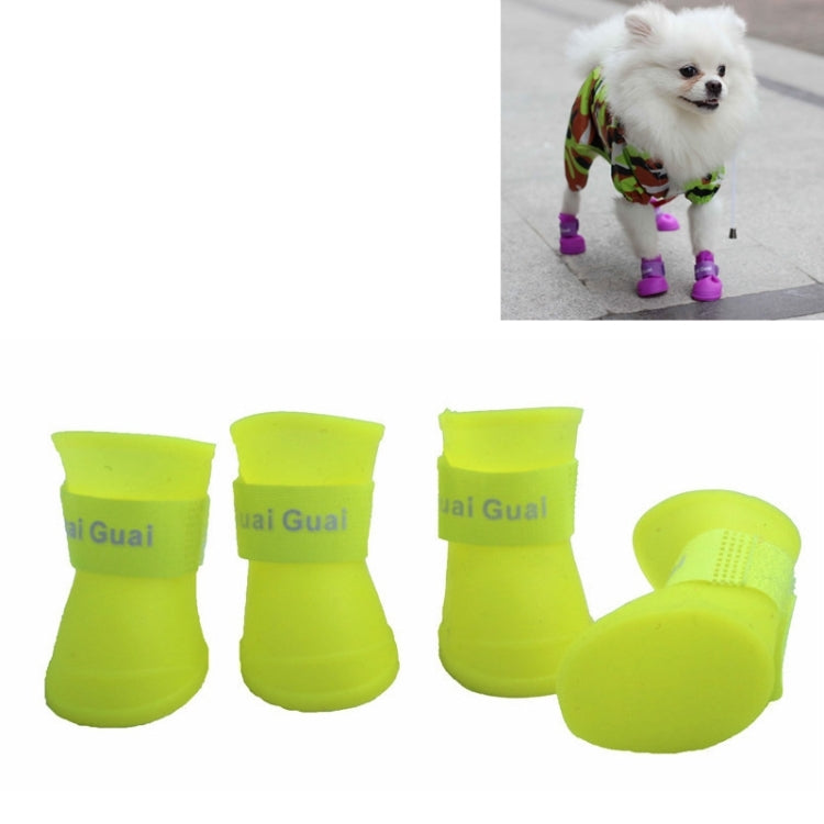 Lovely Pet Dog Shoes Puppy Candy Color Rubber Boots Waterproof Rain Shoes, S, Size:  4.3 x 3.3cm