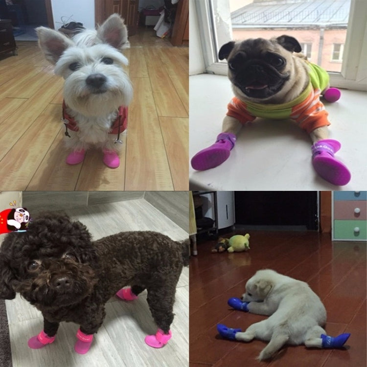 Lovely Pet Dog Shoes Puppy Candy Color Rubber Boots Waterproof Rain Shoes, M, Size:  5.0 x 4.0cm