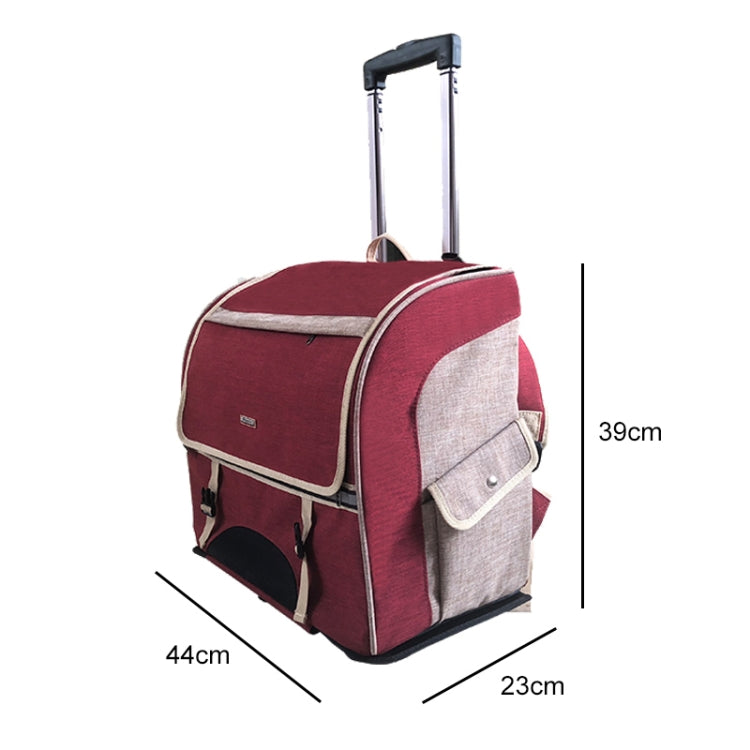 DODOPET Multi-function Outdoor Portable Two Wheels Cat Dog Pet Carrier Bag Knapsack Draw Bar Box