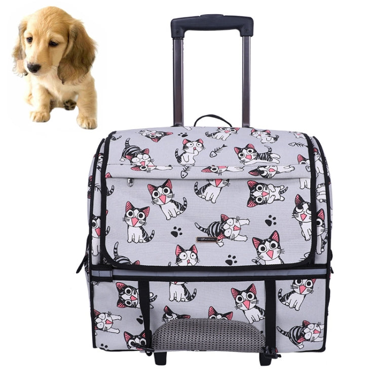 DODOPET Multi-function Outdoor Portable Two Wheels Cat Dog Pet Carrier Bag Knapsack Draw Bar Box