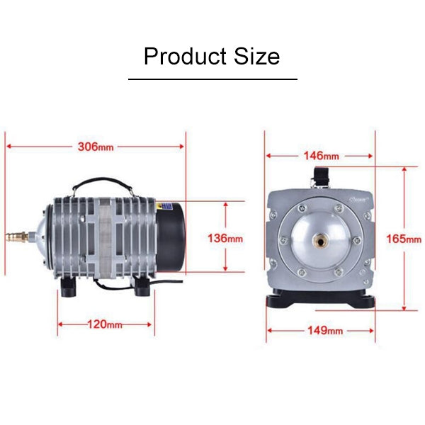 ACO-012A 390W 158L/Min Electromagnetic Air Pump Compressor Seafood Fish Tank Increase Oxygen Air Flow Spliter, US Plug