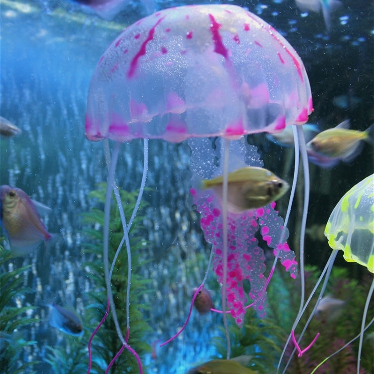 Aquarium Articles Decoration Silicone Simulation Fluorescent Sucker Jellyfish, Size: 3.5*11cm