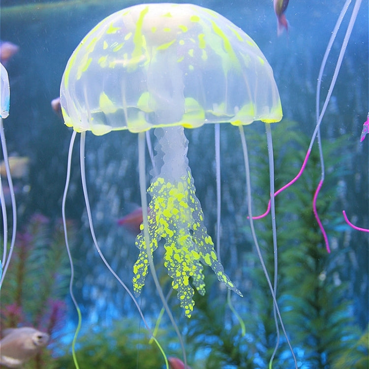 Aquarium Articles Decoration Silicone Simulation Fluorescent Sucker Jellyfish, Size: 3.5*11cm