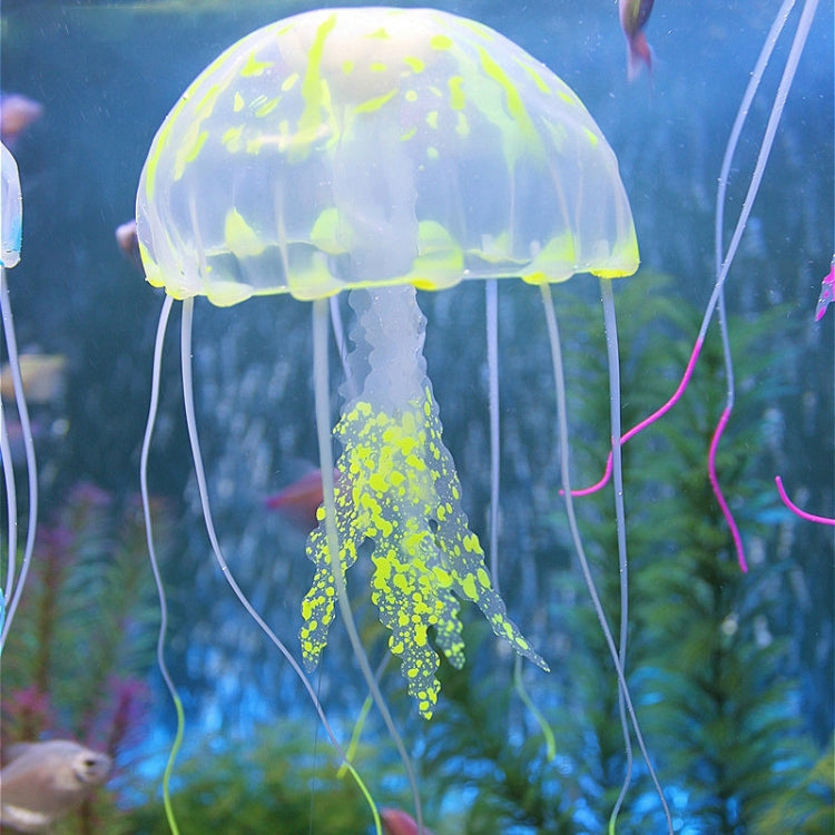 Aquarium Articles Decoration Silicone Simulation Fluorescent Sucker Jellyfish, Size: 8*20cm