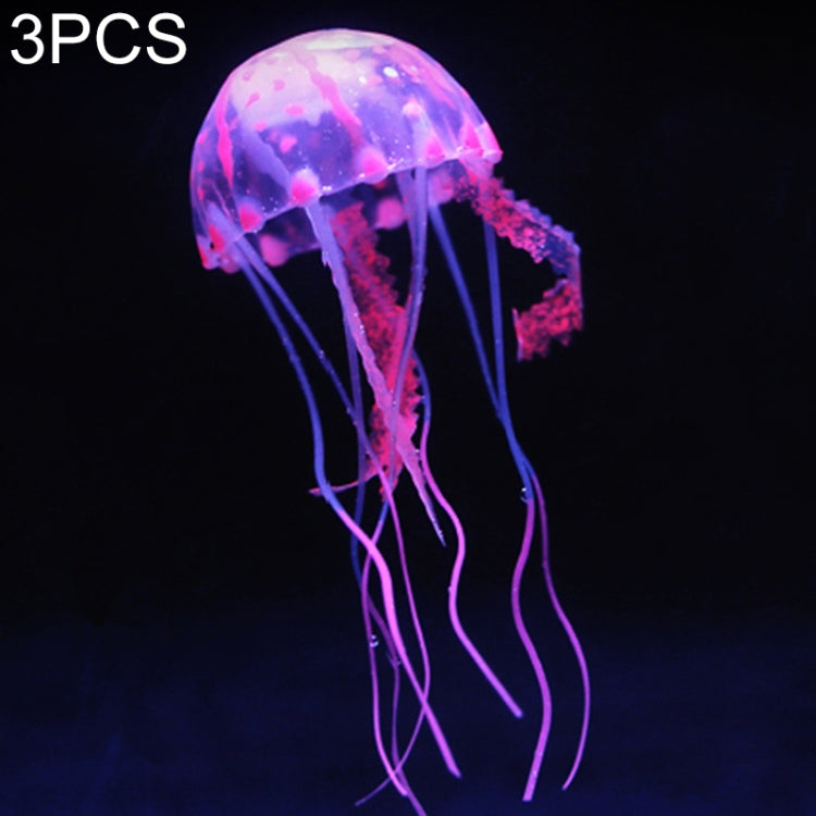 3 PCS Aquarium Articles Decoration Silicone Simulation Fluorescent Sucker Jellyfish, Size: 10*23cm