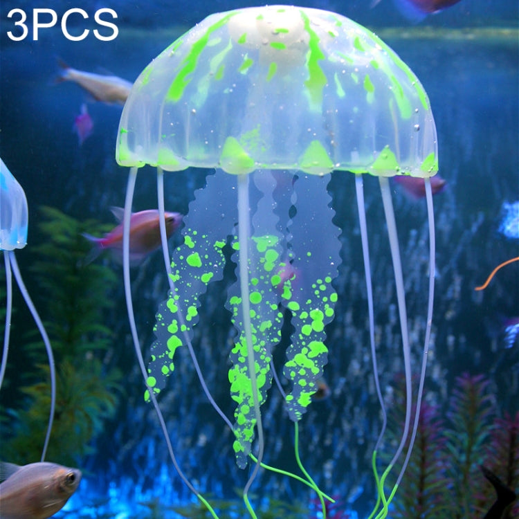 3 PCS Aquarium Articles Decoration Silicone Simulation Fluorescent Sucker Jellyfish, Size: 10*23cm