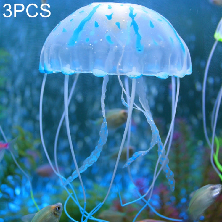 3 PCS Aquarium Articles Decoration Silicone Simulation Fluorescent Sucker Jellyfish, Size: 10*23cm