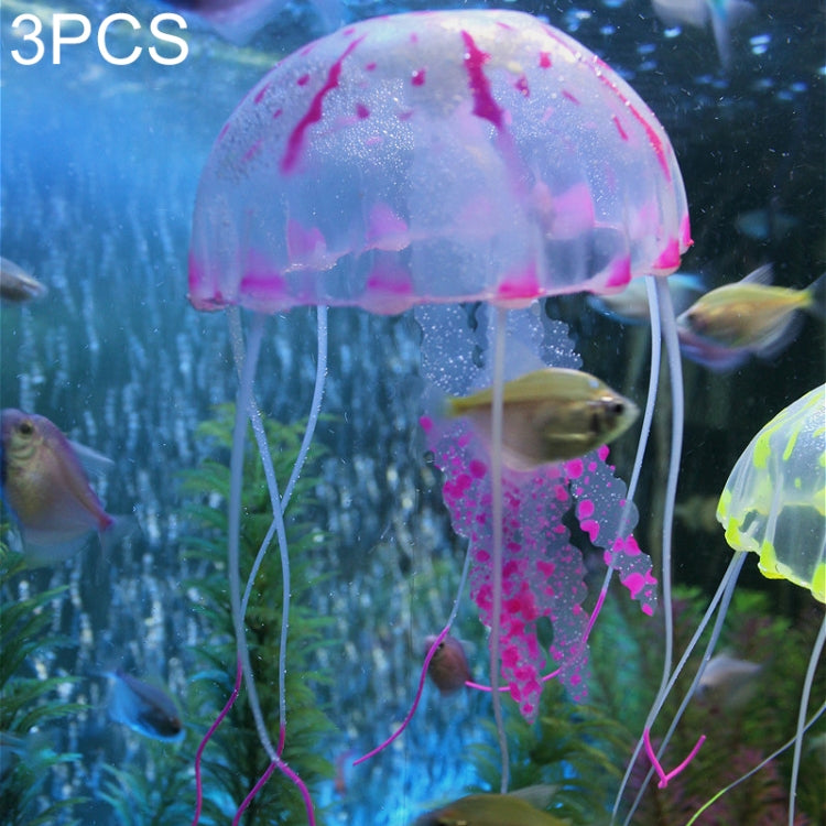 3 PCS Aquarium Articles Decoration Silicone Simulation Fluorescent Sucker Jellyfish, Size: 10*23cm