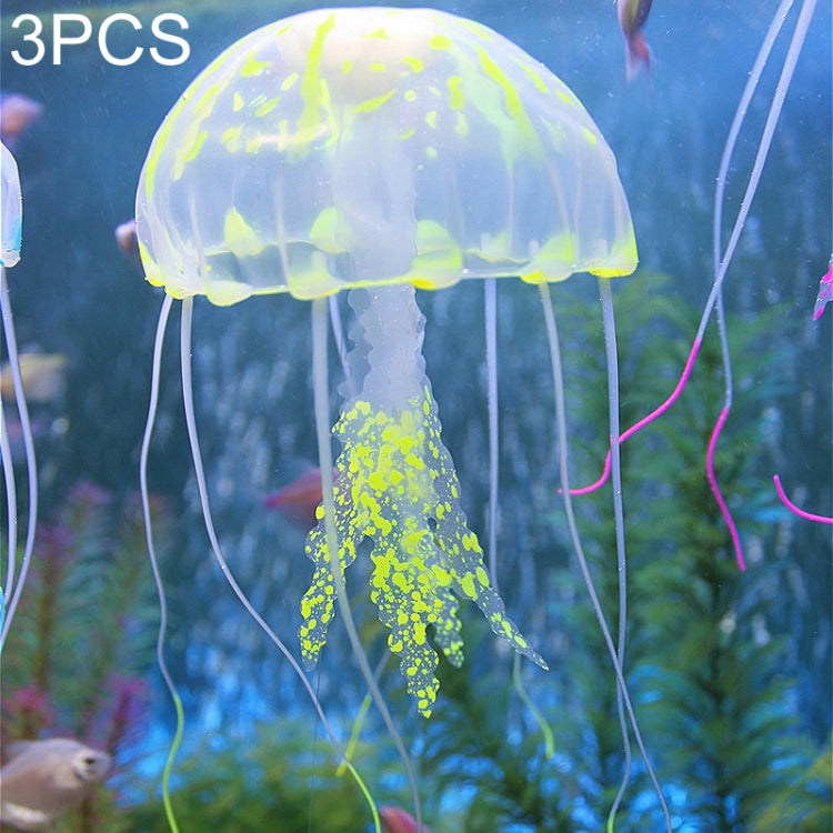 3 PCS Aquarium Articles Decoration Silicone Simulation Fluorescent Sucker Jellyfish, Size: 10*23cm