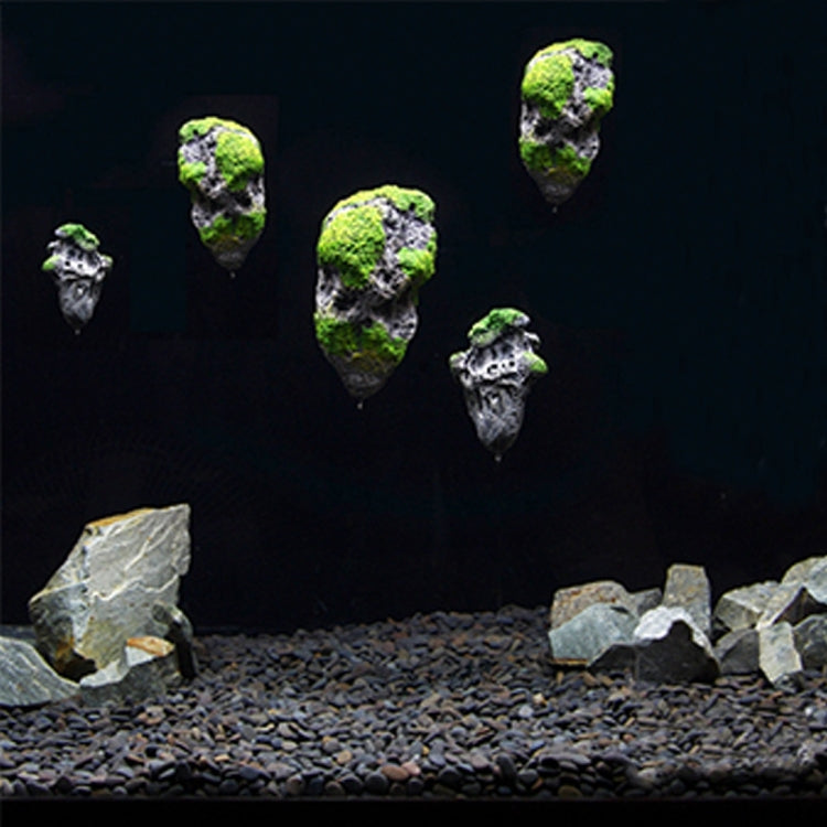 Aquarium Decoration Floating Pumice Suspended Stone Artificial Fish Tank Acuarios Moss Flying Rock Aquatic Ornament Landscape, Middle Size: 8.7 x 14.3cm