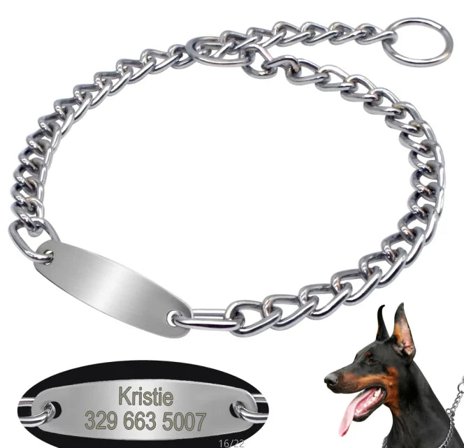 Engraved ID Choke Collar for Medium/Large Dogs