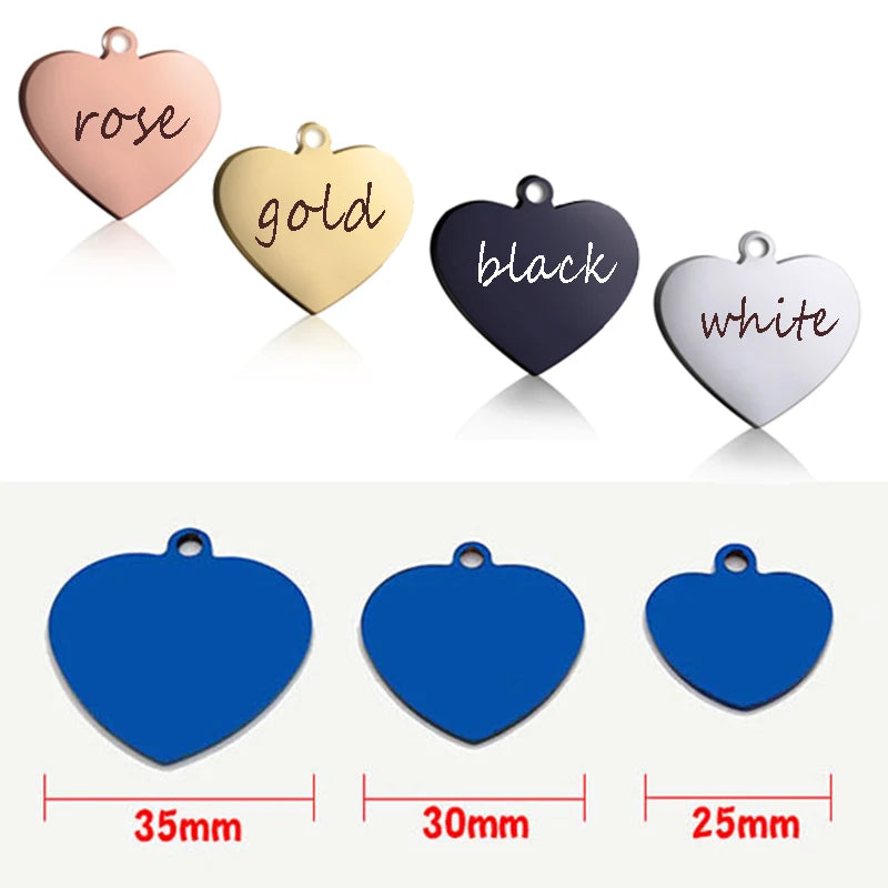 Custom Heart Dog ID Tag - Personalized Engraved Pet Charm