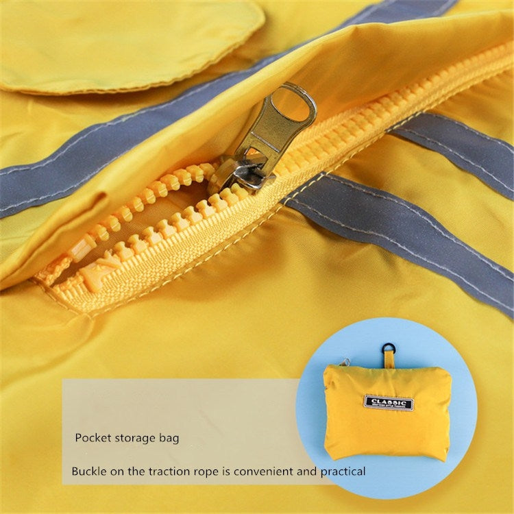 Foldable Reflective Stripe Hooded Pet Raincoat Dog Waterproof Clothing