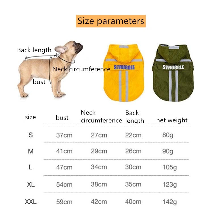 Foldable Reflective Stripe Hooded Pet Raincoat Dog Waterproof Clothing