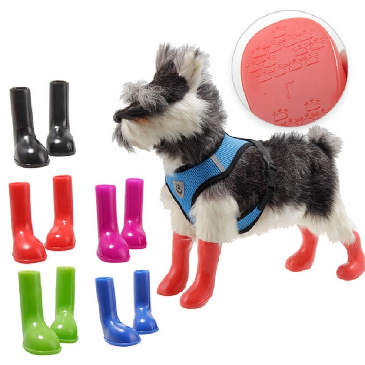 4 PCS/Set Pet Rain Boots Waterproof Non-slip Dog Shoes