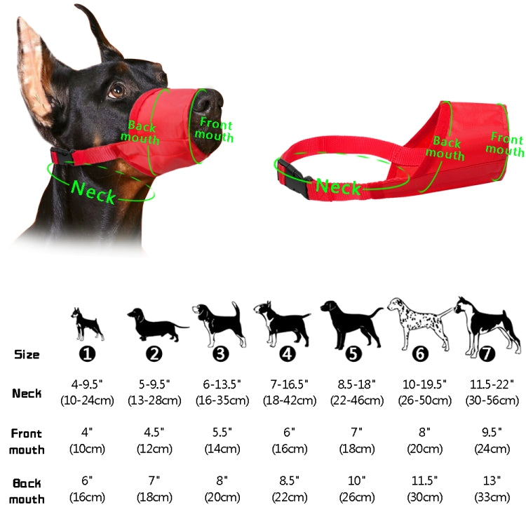 Pet Supplier Dog Muzzle Breathable Nylon Comfortable Soft Mesh Adjustable Pet Mouth Mask Prevent Bite, 12cm, 14cm, 16cm, 18cm, 20cm, 22cm