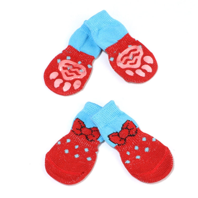 4pcs /Set  Pet Dog Puppy Cat Shoes Slippers Non-Slip Socks Pet Cute Indoor for Small Dogs Cats Snow Boots Socks