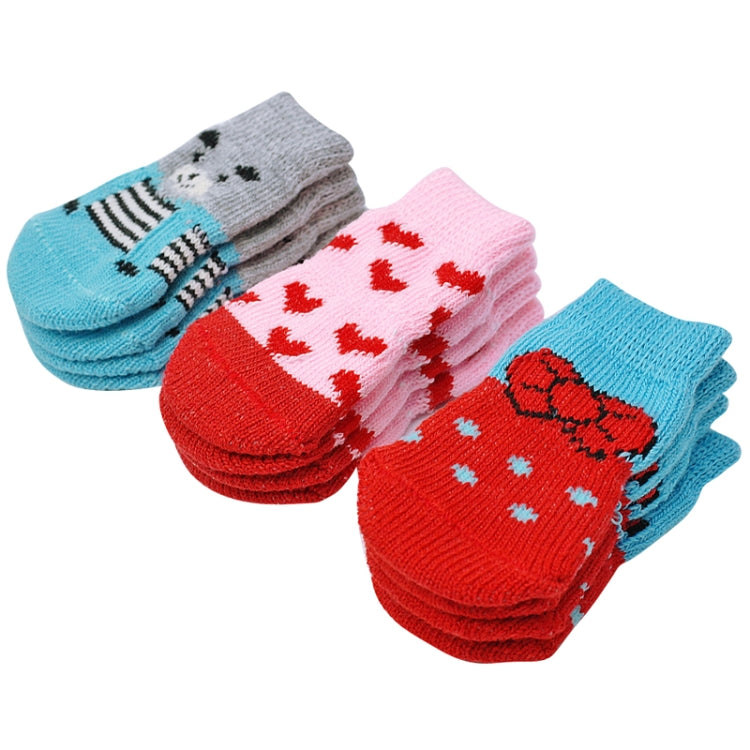 4pcs /Set  Pet Dog Puppy Cat Shoes Slippers Non-Slip Socks Pet Cute Indoor for Small Dogs Cats Snow Boots Socks