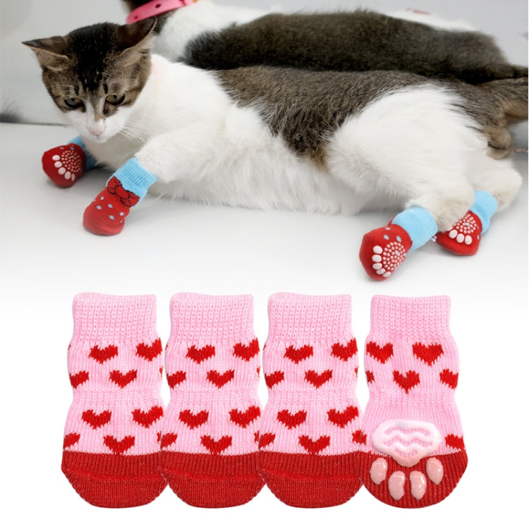 4pcs /Set  Pet Dog Puppy Cat Shoes Slippers Non-Slip Socks Pet Cute Indoor for Small Dogs Cats Snow Boots Socks