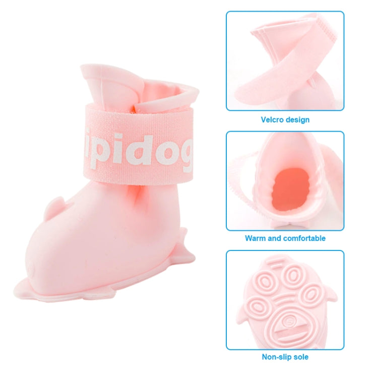 4 PCS/Set  Cartoon Dog Shoes Pet Silicone Waterproof Rain Boots