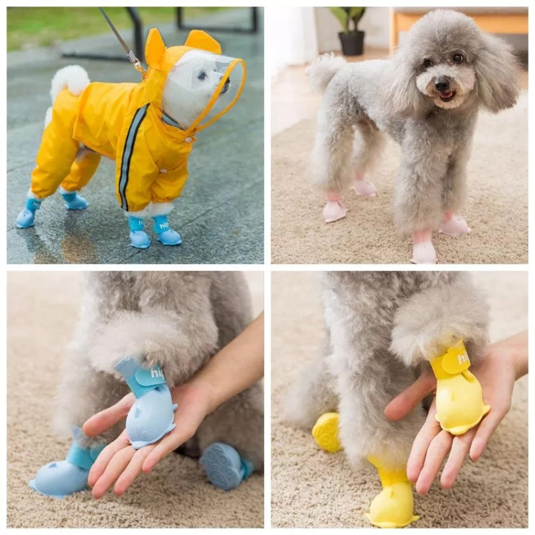 4 PCS/Set  Cartoon Dog Shoes Pet Silicone Waterproof Rain Boots