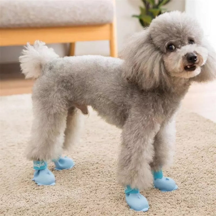 4 PCS/Set  Cartoon Dog Shoes Pet Silicone Waterproof Rain Boots