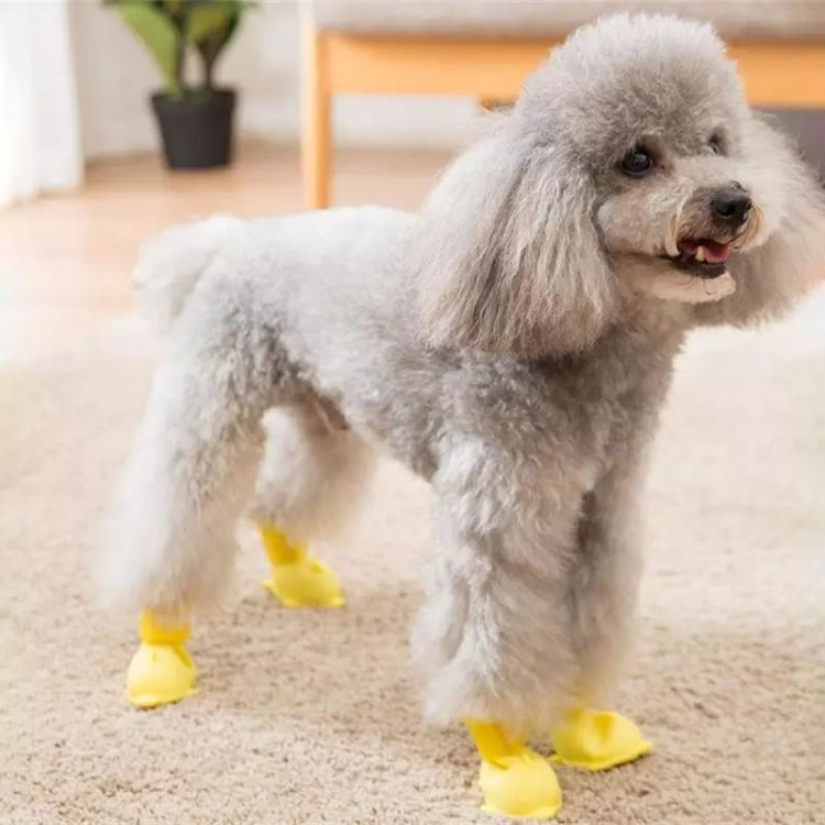 4 PCS/Set  Cartoon Dog Shoes Pet Silicone Waterproof Rain Boots