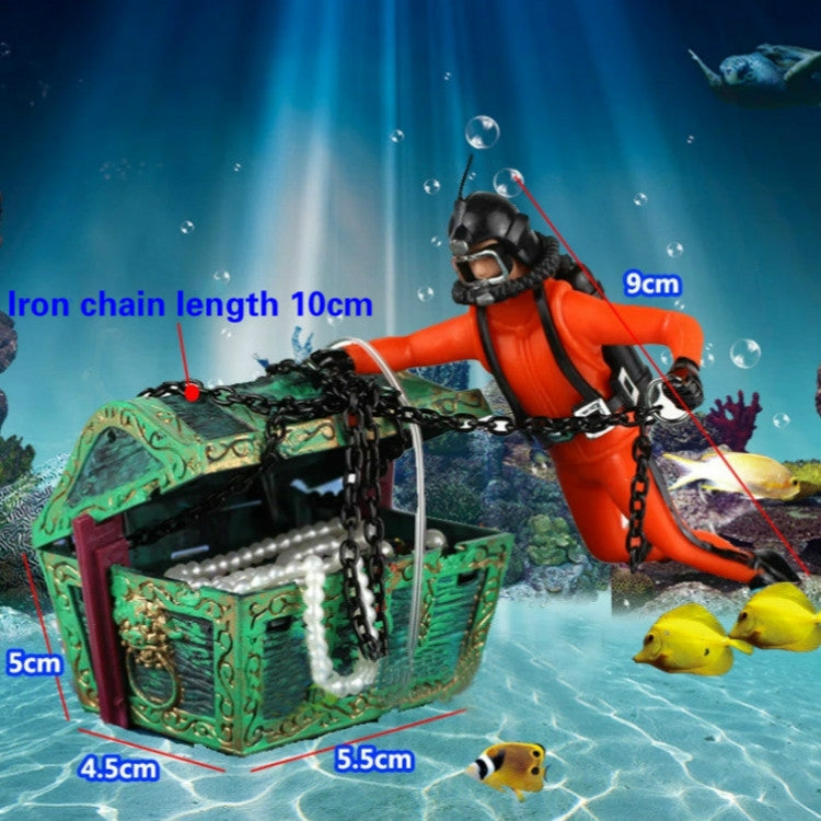 Pneumatic Fish Tank Decoration Diver Treasure Hunt Frogman Aquarium Fish Tank Landscape