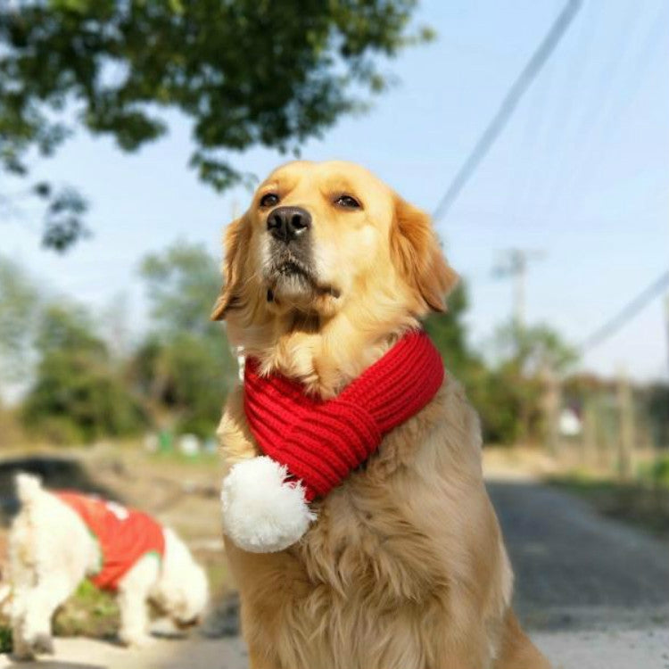 Pet Christmas Wool Scarf Medium & Large Dog Saliva Towel