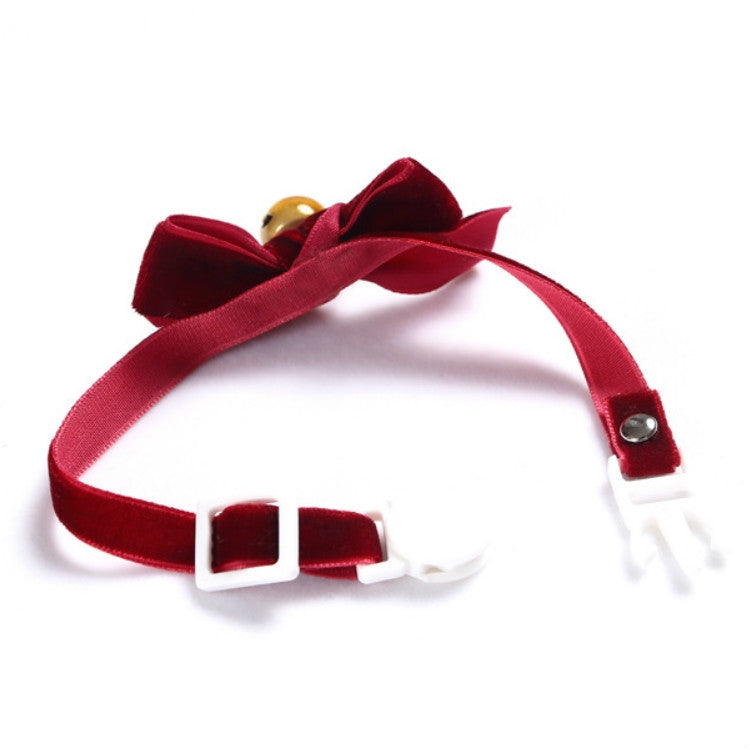 Velvet Bowknot Adjustable Pet Collar Cat Dog Rabbit Bow Tie Accessories, S 17-30cm Bowknot, S 17-30cm Bowknot With Bell