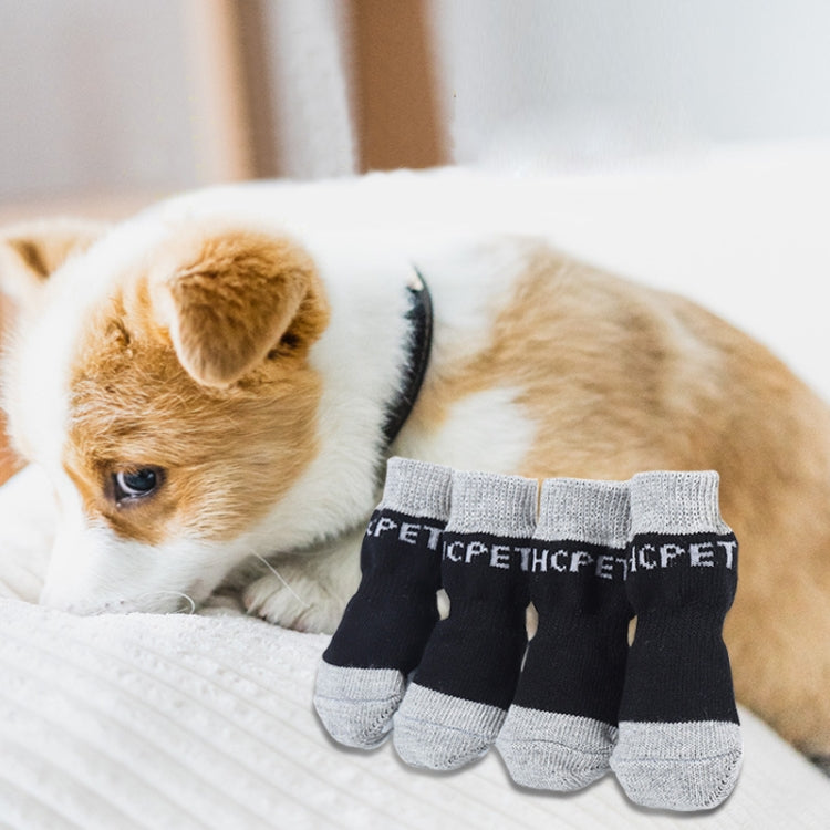 4pcs/pack HCPET M1911 Dog Indoor Car Cotton Socks Pet Anti-Scratch Socks, S, M, L, XL