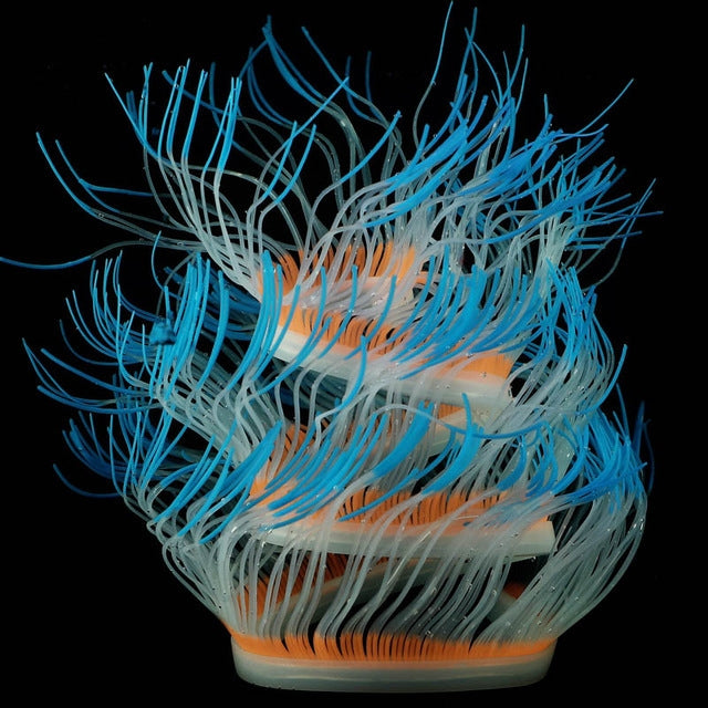 Aquarium Fish Tank Landscaping Decoration Silica Gel Simulation Software Coral Fluorescent Anemone, Size: